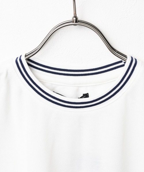NO WAY（ノーウェイ）の「/鹿の子ライン入り刺繍クルーTシャツ/（Tシャツ/カットソー・レディース・ブラック/ホワイト/チャコールグレー/サックスブルー/ピンク/ネイビー/ワイン/カーキ・MEDIUM/X-LARGE/LARGE）」の9枚目の写真
