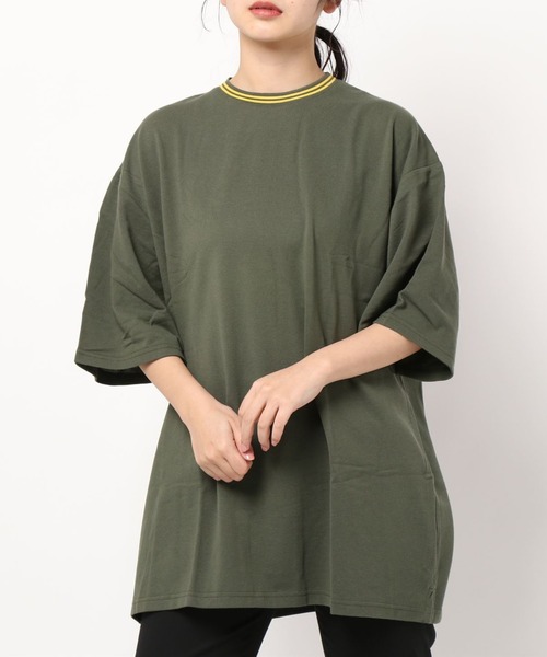 NO WAY（ノーウェイ）の「/鹿の子ライン入り刺繍クルーTシャツ/（Tシャツ/カットソー・レディース・ブラック/ホワイト/チャコールグレー/サックスブルー/ピンク/ネイビー/ワイン/カーキ・MEDIUM/X-LARGE/LARGE）」の13枚目の写真