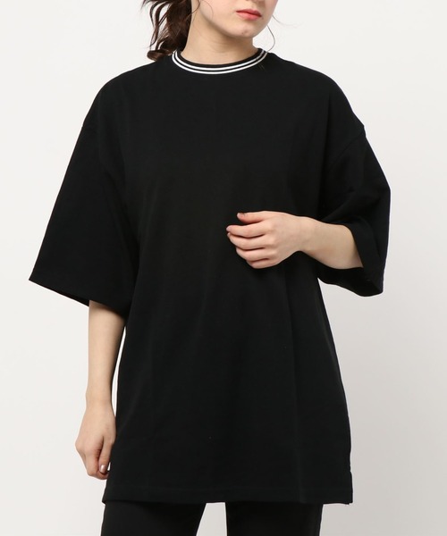 NO WAY（ノーウェイ）の「/鹿の子ライン入り刺繍クルーTシャツ/（Tシャツ/カットソー・レディース・ブラック/ホワイト/チャコールグレー/サックスブルー/ピンク/ネイビー/ワイン/カーキ・MEDIUM/X-LARGE/LARGE）」の17枚目の写真