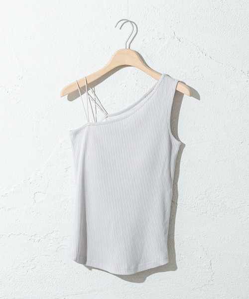 mystic（ミスティック）の「パット付きワンショルタンクトップ（Tシャツ/カットソー・レディース・ライトグレー/ブラック/ベージュ・FREE）」の3枚目の写真