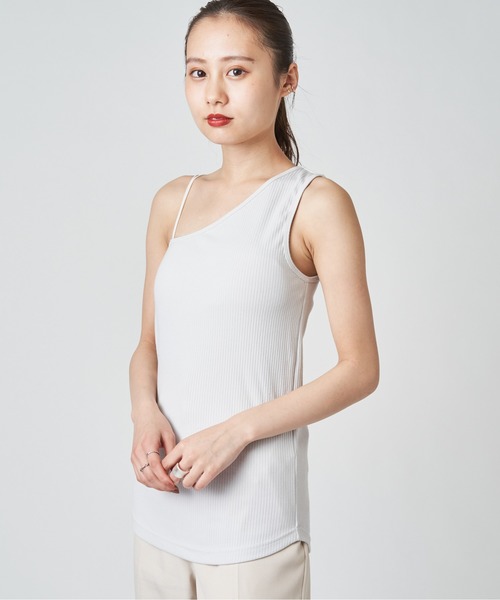 mystic（ミスティック）の「パット付きワンショルタンクトップ（Tシャツ/カットソー・レディース・ライトグレー/ブラック/ベージュ・FREE）」の5枚目の写真