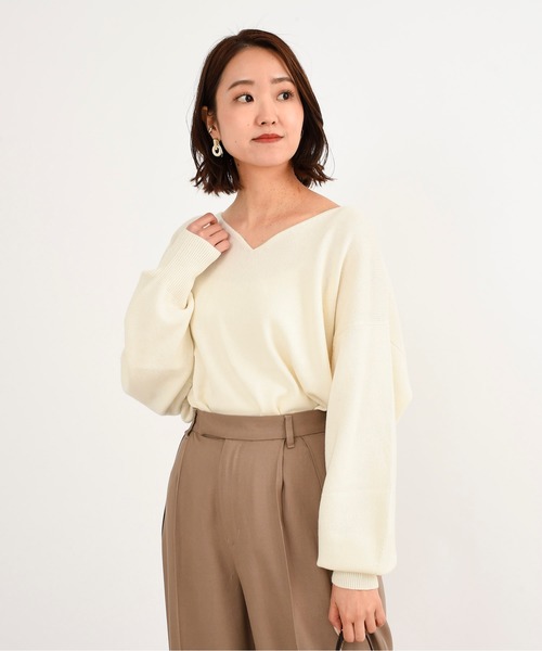 DouDou（ドゥドゥ）の「ゆるネックプルオーバー（ニット/セーター・レディース・オフホワイト/サックスブルー/バイオレット・FREE）」の16枚目の写真