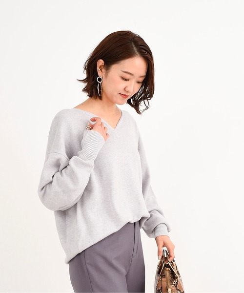 DouDou（ドゥドゥ）の「ゆるネックプルオーバー（ニット/セーター・レディース・オフホワイト/サックスブルー/バイオレット・FREE）」の6枚目の写真