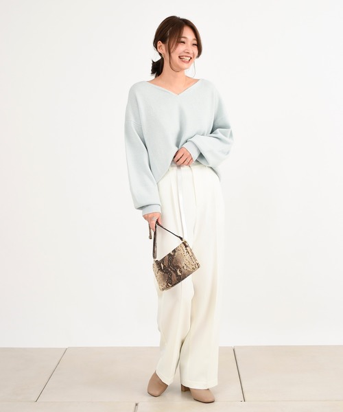 DouDou（ドゥドゥ）の「ゆるネックプルオーバー（ニット/セーター・レディース・オフホワイト/サックスブルー/バイオレット・FREE）」の20枚目の写真