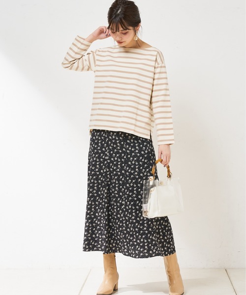 natural couture（ナチュラルクチュール）の「マーガレット花柄パイピングスカート（スカート・レディース・オフホワイト/ブラック・FREE）」の10枚目の写真