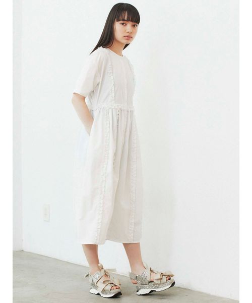 merry jenny フリル付きノースリーブロングワンピース airy frill