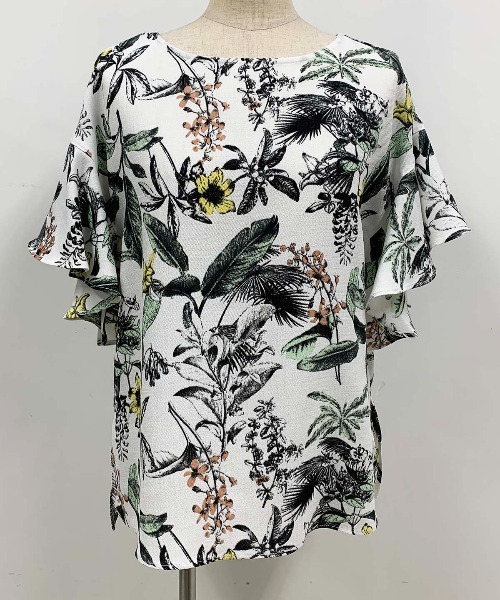 PICCIN(ピッチン)の「フラワーフリルブラウス(シャツ/ブラウス・レディース・サックスブルー/オフホワイト・M)」の12枚目の写真