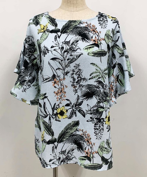 PICCIN(ピッチン)の「フラワーフリルブラウス(シャツ/ブラウス・レディース・サックスブルー/オフホワイト・M)」の11枚目の写真
