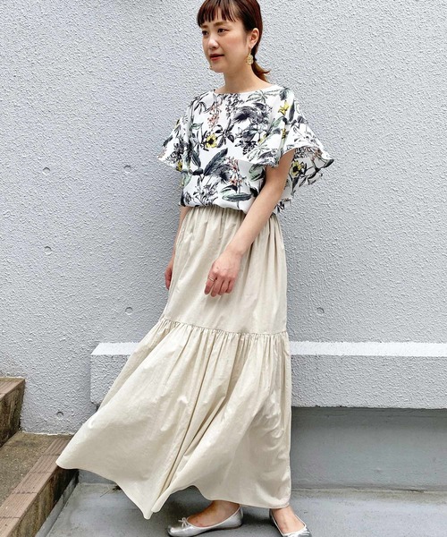 PICCIN(ピッチン)の「フラワーフリルブラウス(シャツ/ブラウス・レディース・サックスブルー/オフホワイト・M)」の14枚目の写真
