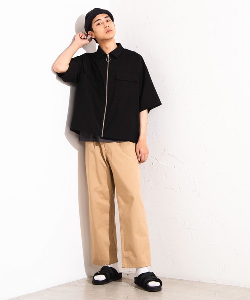 WEGO(ウィゴー)の「WEGO/フラップポケット5分袖スウィングトップ(シャツ/ブラウス・メンズ・ブラック/ブラウン系その他・MEDIUM/LARGE)」の17枚目の写真