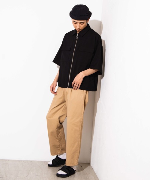 WEGO(ウィゴー)の「WEGO/フラップポケット5分袖スウィングトップ(シャツ/ブラウス・メンズ・ブラック/ブラウン系その他・MEDIUM/LARGE)」の16枚目の写真