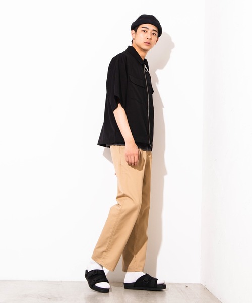 WEGO(ウィゴー)の「WEGO/フラップポケット5分袖スウィングトップ(シャツ/ブラウス・メンズ・ブラック/ブラウン系その他・MEDIUM/LARGE)」の15枚目の写真