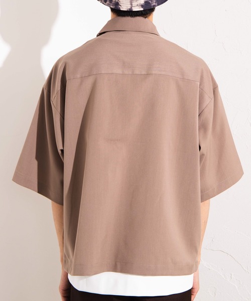 WEGO(ウィゴー)の「WEGO/フラップポケット5分袖スウィングトップ(シャツ/ブラウス・メンズ・ブラック/ブラウン系その他・MEDIUM/LARGE)」の8枚目の写真