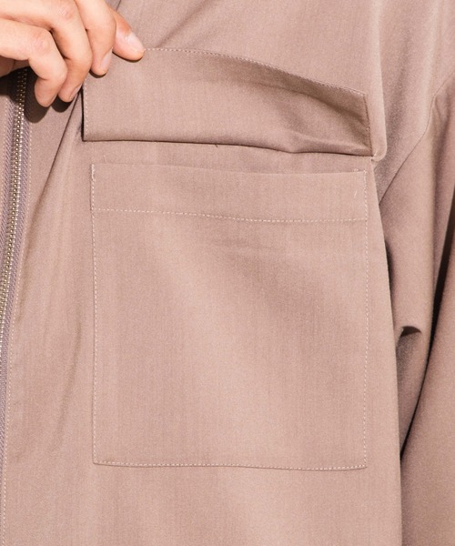 WEGO(ウィゴー)の「WEGO/フラップポケット5分袖スウィングトップ(シャツ/ブラウス・メンズ・ブラック/ブラウン系その他・MEDIUM/LARGE)」の7枚目の写真