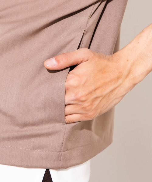 WEGO(ウィゴー)の「WEGO/フラップポケット5分袖スウィングトップ(シャツ/ブラウス・メンズ・ブラック/ブラウン系その他・MEDIUM/LARGE)」の6枚目の写真