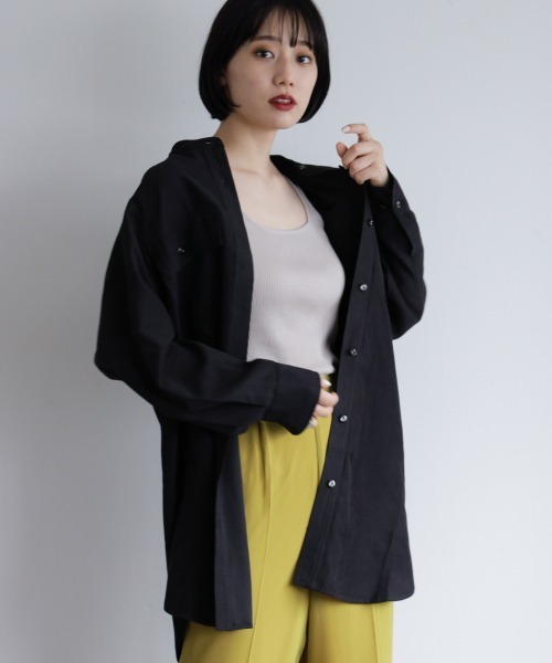 PAGEBOY（ページボーイ）の「マイクロコールチュニックシャツジャケット（ブルゾン・レディース・ブラック/モカ/グレイッシュベージュ・FREE）」の2枚目の写真
