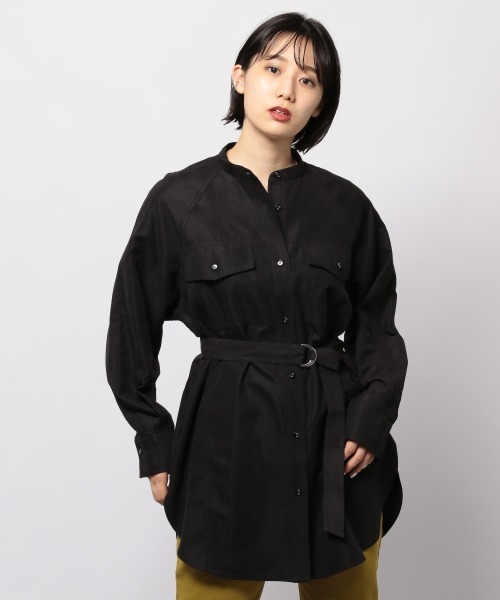 PAGEBOY（ページボーイ）の「マイクロコールチュニックシャツジャケット（ブルゾン・レディース・ブラック/モカ/グレイッシュベージュ・FREE）」の4枚目の写真