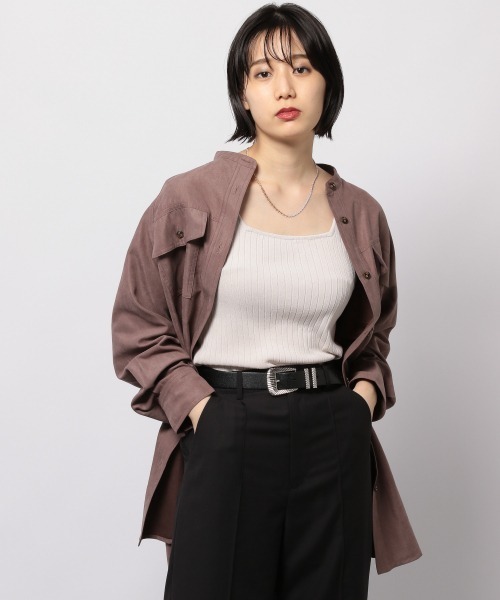 PAGEBOY（ページボーイ）の「マイクロコールチュニックシャツジャケット（ブルゾン・レディース・ブラック/モカ/グレイッシュベージュ・FREE）」の6枚目の写真