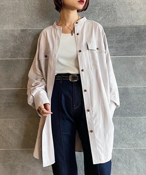 PAGEBOY（ページボーイ）の「マイクロコールチュニックシャツジャケット（ブルゾン・レディース・ブラック/モカ/グレイッシュベージュ・FREE）」の8枚目の写真