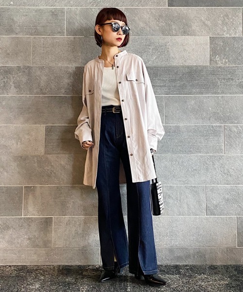 PAGEBOY（ページボーイ）の「マイクロコールチュニックシャツジャケット（ブルゾン・レディース・ブラック/モカ/グレイッシュベージュ・FREE）」の11枚目の写真