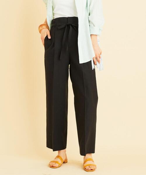BEAUTY&YOUTH UNITED ARROWS(ビューティアンドユースユナイテッドアローズ)の「BY∴ ハイウエストゴムイージーベルトパンツ -ウォッシャブル- 2(パンツ)」|ブラック