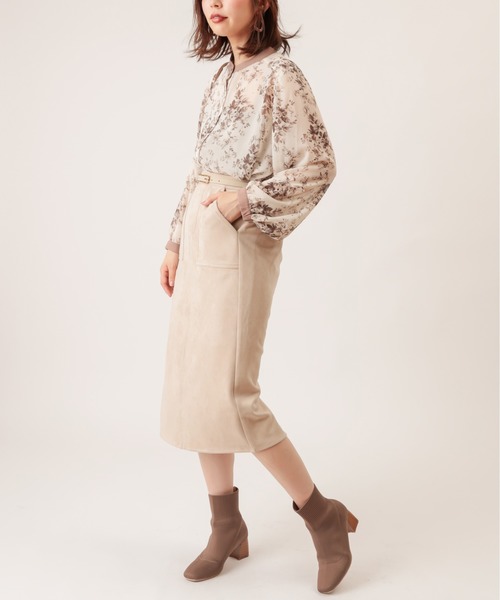 natural couture（ナチュラルクチュール）の「ポンチスエードタイトスカート（スカート・レディース・ブルー/アイボリー/その他1/その他2/レンガ/その他3/イエロー/ラベンダー・FREE）」の9枚目の写真