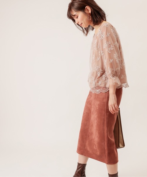 natural couture（ナチュラルクチュール）の「ポンチスエードタイトスカート（スカート・レディース・ブルー/アイボリー/その他1/その他2/レンガ/その他3/イエロー/ラベンダー・FREE）」の19枚目の写真