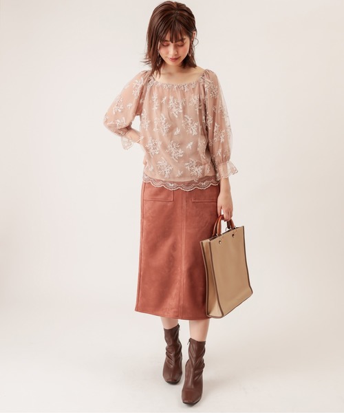 natural couture（ナチュラルクチュール）の「ポンチスエードタイトスカート（スカート・レディース・ブルー/アイボリー/その他1/その他2/レンガ/その他3/イエロー/ラベンダー・FREE）」の20枚目の写真