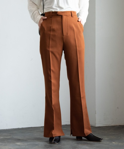 Aunt Marie's（アントマリーズ）の「【低身長向けSサイズ有】サイドスリットセンタープレスフレアパンツ 2020AW / AUNT MARIE'S（スラックス・レディース・チャコールグレー/ブラウン/アイボリー・SMALL/FREE）」の16枚目の写真