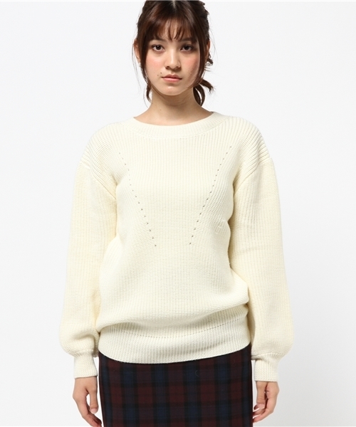 BLONDY ReLISH（ブロンディリリッシュ）の「リブ編みニットチュニック（Tシャツ/カットソー・レディース・オフホワイト/グレー/キャメル・FREE）」の4枚目の写真