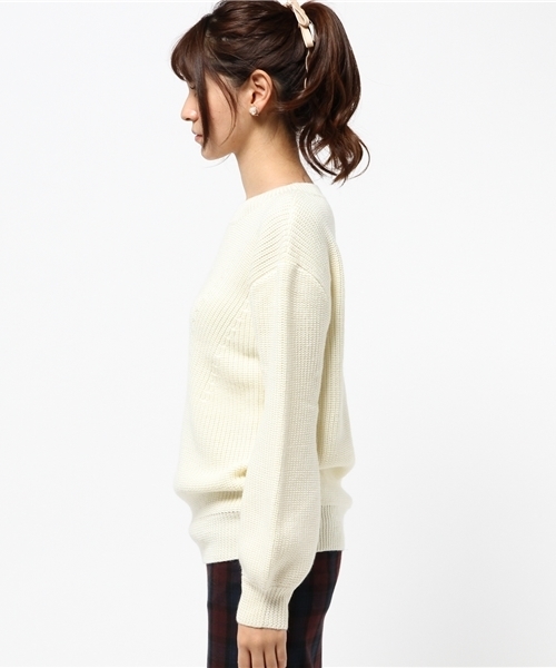 BLONDY ReLISH（ブロンディリリッシュ）の「リブ編みニットチュニック（Tシャツ/カットソー・レディース・オフホワイト/グレー/キャメル・FREE）」の5枚目の写真