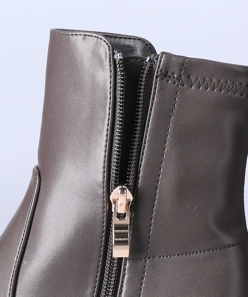 ORiental TRaffic（オリエンタルトラフィック）の「【ORiental TRaffic】チャンキーヒールミドルブーツ（ブーツ・レディース・ブラウン/ブラック/ブラック×ホワイト・L/M/S/XL）」の7枚目の写真