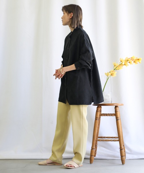 select MOCA（セレクトモカ）の「2021 SS スタンドカラーストライプニュアンスシャツ（シャツ/ブラウス・レディース・ブラック/グリーン・FREE）」の9枚目の写真