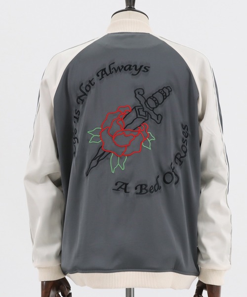 CAMBIO（カンビオ）の「mj7752-イーグル×ローズスカジャン（スカジャン・メンズ・グレー/ピンク/ブルー・SMALL/MEDIUM/LARGE）」の9枚目の写真