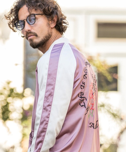 CAMBIO（カンビオ）の「mj7752-イーグル×ローズスカジャン（スカジャン・メンズ・グレー/ピンク/ブルー・SMALL/MEDIUM/LARGE）」の17枚目の写真
