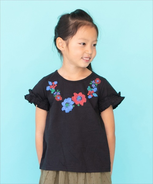 RAGMART（ラグマート）の「プリントTシャツ 花柄（Tシャツ/カットソー・キッズ・ブラック/オフホワイト・120cm/110cm/130cm/100cm）」の2枚目の写真