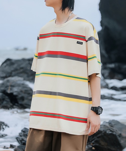 HOOK（フック）の「【HOOK】【新色入荷】 ベーシック ボーダー柄半袖tシャツ（Tシャツ/カットソー・メンズ・ブラック/ホワイト/ベージュ・XXL/M/L/XL/LARGE/XX-LARGE/MEDIUM/X-LARGE）」の21枚目の写真