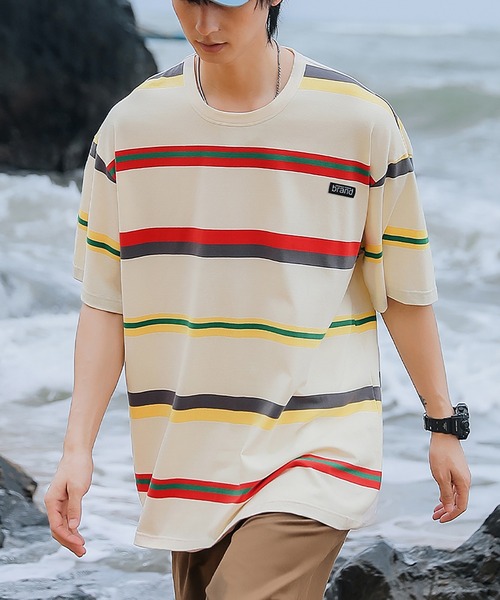 HOOK（フック）の「【HOOK】【新色入荷】 ベーシック ボーダー柄半袖tシャツ（Tシャツ/カットソー・メンズ・ブラック/ホワイト/ベージュ・XXL/M/L/XL/LARGE/XX-LARGE/MEDIUM/X-LARGE）」の20枚目の写真