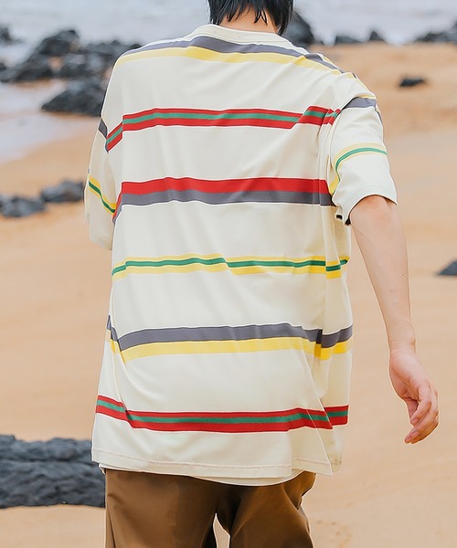 HOOK（フック）の「【HOOK】【新色入荷】 ベーシック ボーダー柄半袖tシャツ（Tシャツ/カットソー・メンズ・ブラック/ホワイト/ベージュ・XXL/M/L/XL/LARGE/XX-LARGE/MEDIUM/X-LARGE）」の17枚目の写真