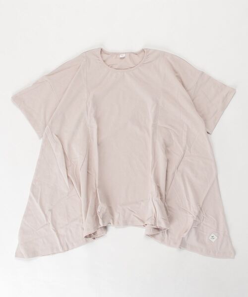 NHT（エヌエイチティー）の「NHT/エヌエイチティー フレアーＴシャツ（大人）（Tシャツ/カットソー・レディース・チャコールグレー/ベージュ・F）」の2枚目の写真