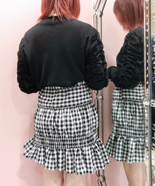 lilLilly（リルリリー）の「アシンメトリーミニスカート（スカート・レディース・ベージュ/ブルー系その他/チェック・FREE）」の5枚目の写真