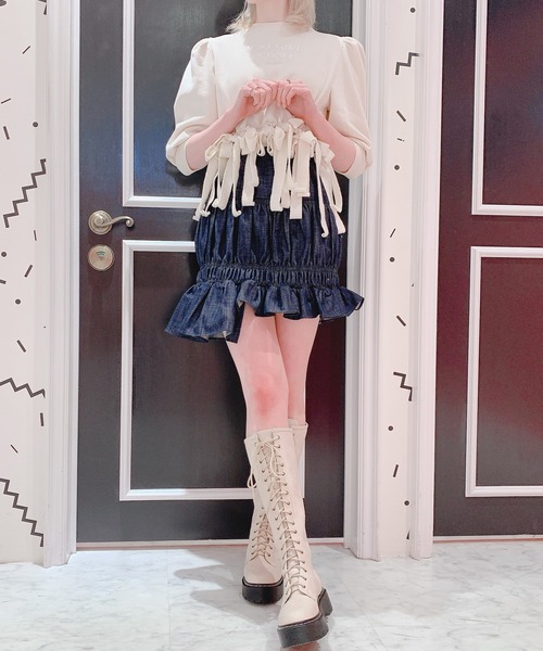 lilLilly（リルリリー）の「アシンメトリーミニスカート（スカート・レディース・ベージュ/ブルー系その他/チェック・FREE）」の16枚目の写真