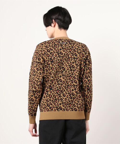 Jack Bunny!!】ヨギボー レオパード柄 ジャガードクルーネックニット