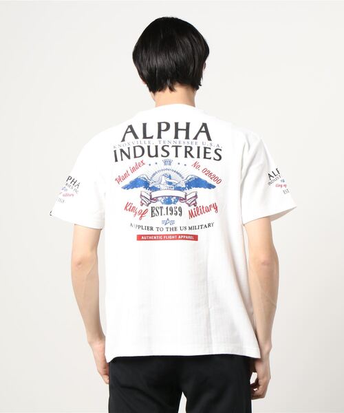 ※ALPHA（アルファ）の「ALPHA/アルファ ヘリンボーン バックプリント半袖Tシャツ（Tシャツ/カットソー・メンズ・ホワイト/ブラック・M/L/XL）」の14枚目の写真