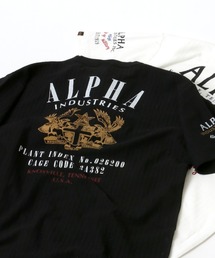 ALPHA/アルファ ヘリンボーン バックプリント半袖Tシャツ