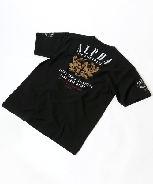※ALPHA（アルファ）の「ALPHA/アルファ ヘリンボーン バックプリント半袖Tシャツ（Tシャツ/カットソー・メンズ・ホワイト/ブラック・M/L/XL）」の13枚目の写真