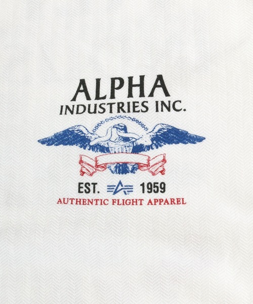 ※ALPHA（アルファ）の「ALPHA/アルファ ヘリンボーン バックプリント半袖Tシャツ（Tシャツ/カットソー・メンズ・ホワイト/ブラック・M/L/XL）」の8枚目の写真