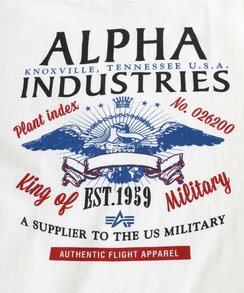 ※ALPHA（アルファ）の「ALPHA/アルファ ヘリンボーン バックプリント半袖Tシャツ（Tシャツ/カットソー・メンズ・ホワイト/ブラック・M/L/XL）」の9枚目の写真