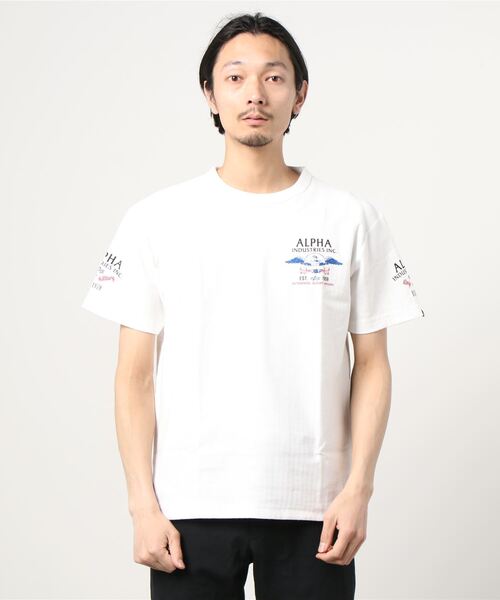 ※ALPHA（アルファ）の「ALPHA/アルファ ヘリンボーン バックプリント半袖Tシャツ（Tシャツ/カットソー・メンズ・ホワイト/ブラック・M/L/XL）」の15枚目の写真