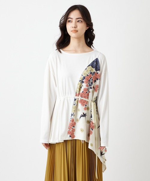 ふりふ（フリフ）の「【キクマツバメ・花天井】イレギュラーヘムトップス（Tシャツ/カットソー・レディース・ネイビー/オフホワイト・FREE）」の3枚目の写真